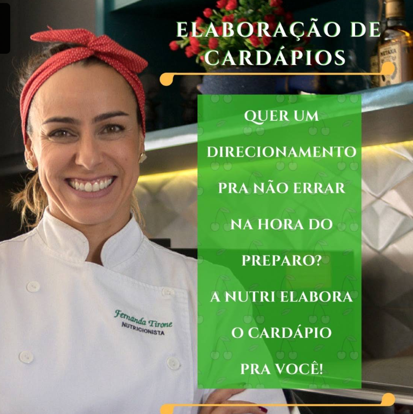 Fernanda Tirone elaborando um cardápio personalizado